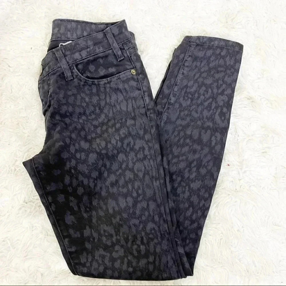 Current Elliot Leopard Print The Stiletto Black Skinny Jeans Size 26 - Picture 2 of 8